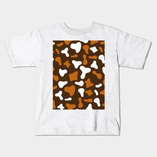 Choco Caramel White Dairy Cow Print Pattern Kids T-Shirt